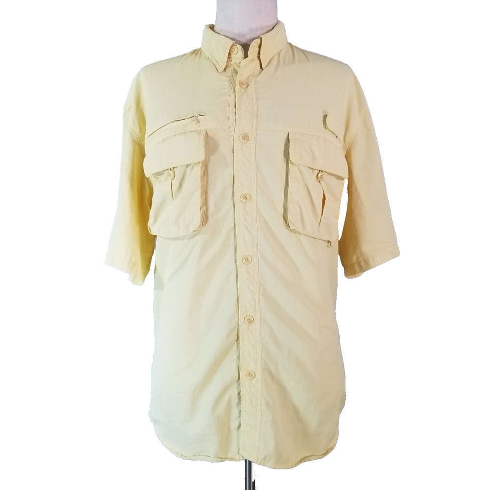 Guides Choice Button Up Men XL Yellow Fishing Shirt Short Sleeve Vented Outdoor